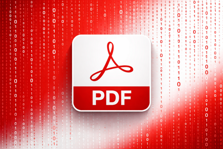 PDF logo on binary red and white background