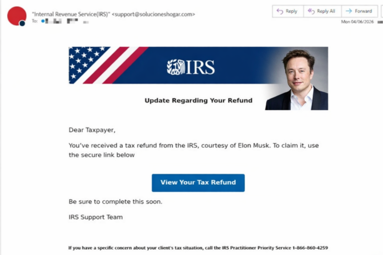 Suspicious IRS refund email scam