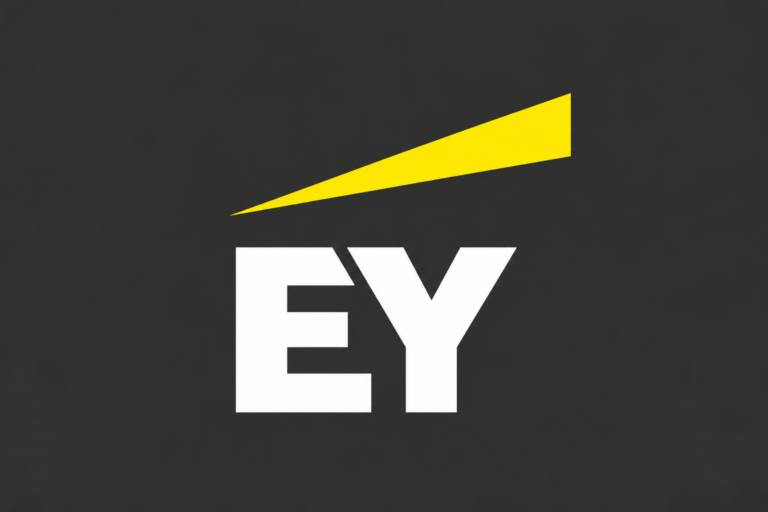 Centered EY logo on dark grey