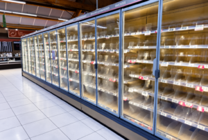Empty Supermarket Freezer Aisle